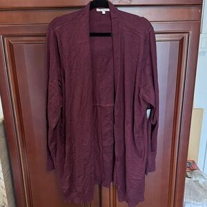 Burgundy wine Christmas holiday Open Front Cardigan jacket women 3X plus size